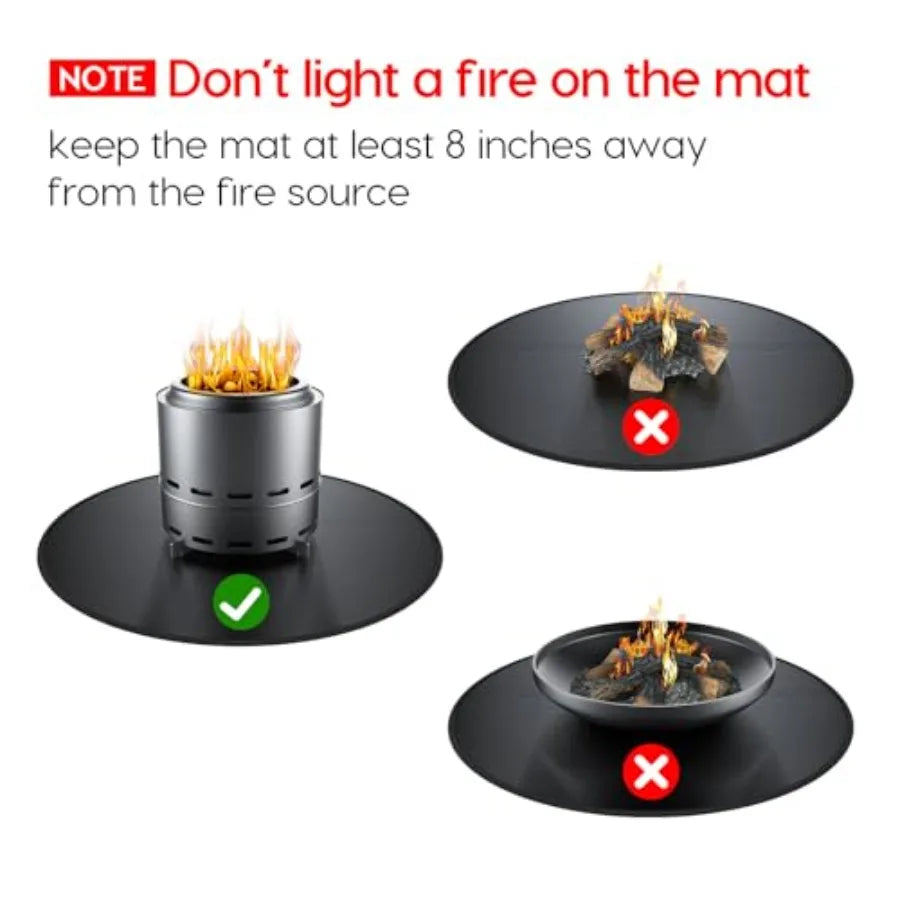 48" Fireproof Fire Pit Mat for Solo Stove Yukon 5-Layer Round Grill Mats for Outdoor Grill Deck Protector Waterproof Pad for Ca