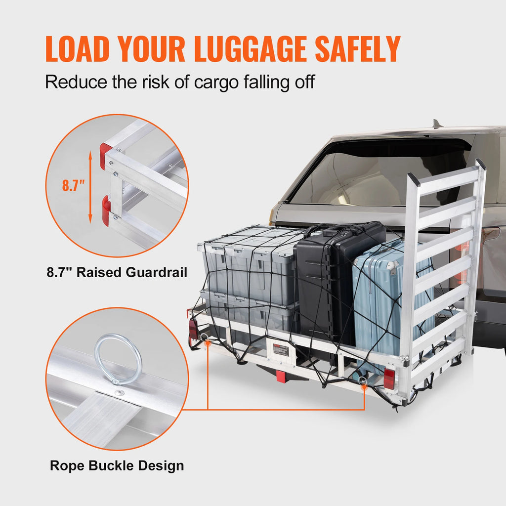 Capacity Trailer Hitch Mount Aluminum Cargo Basket