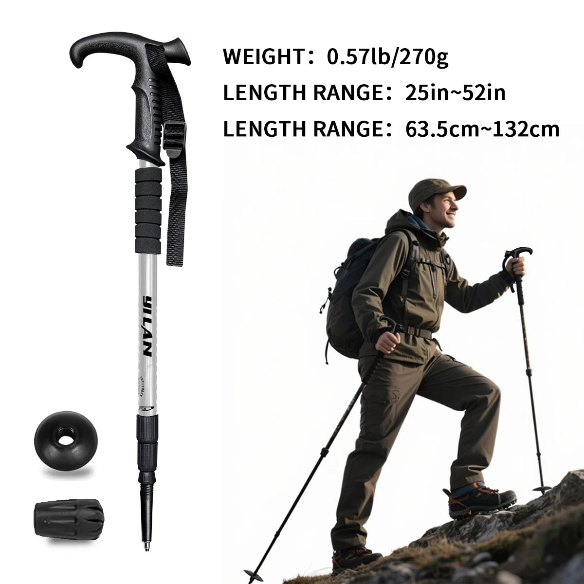 Ultralight hiking poles with shock absorption