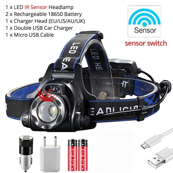 Rechargeable IR Sensor Super Bright Headlight