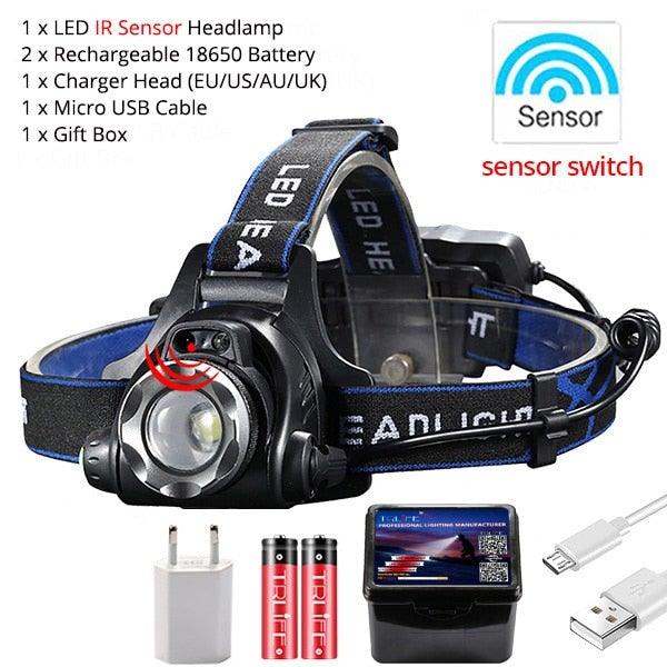 Rechargeable IR Sensor Super Bright Headlight